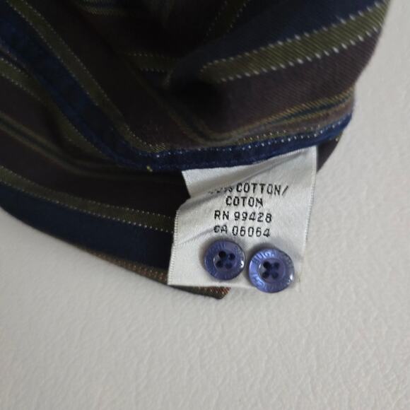 Bugatchi Uomo Mens Brown Stripe Classic American Preppy Business Shirt Party XXL - Picture 11 of 12